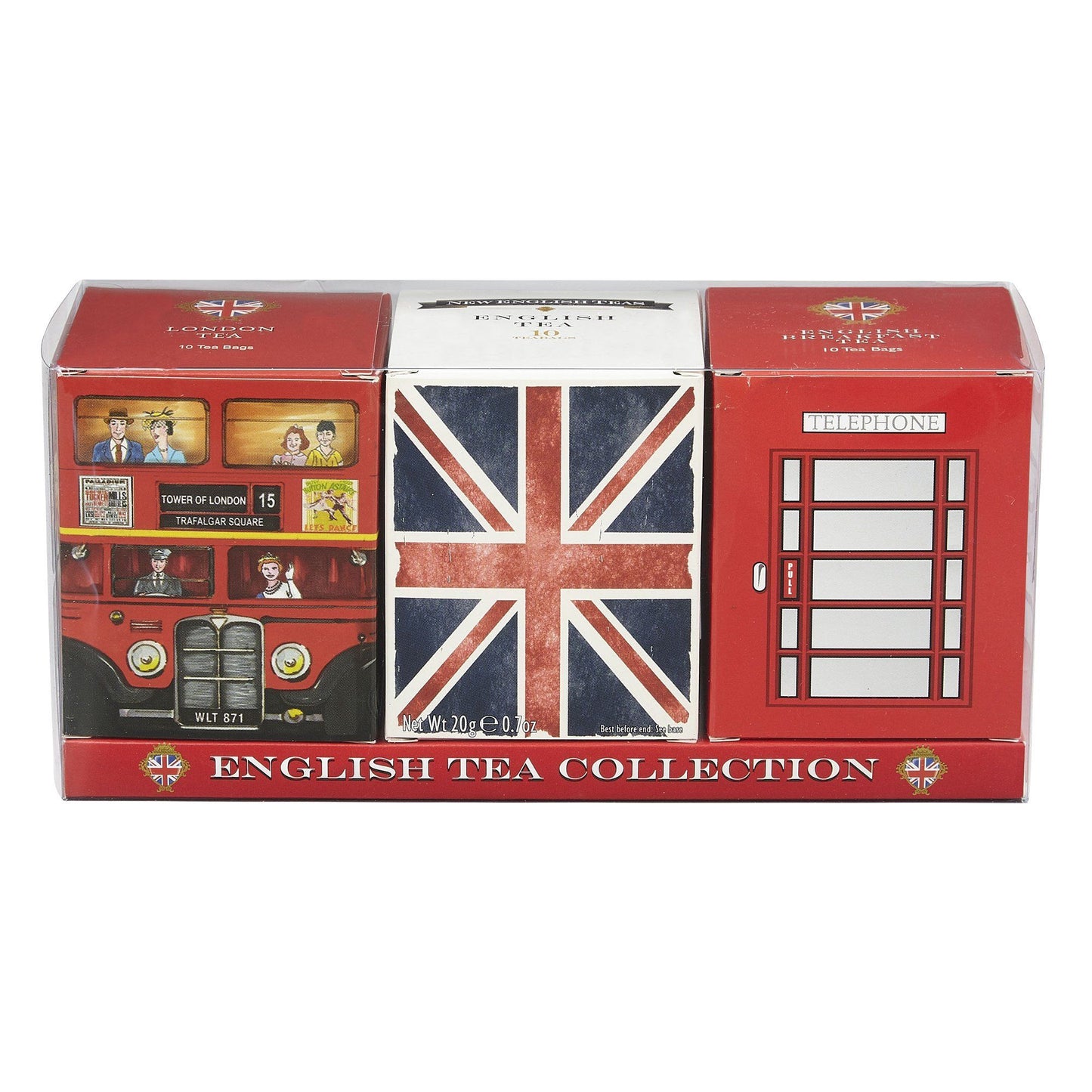 You'll be spoilt for choice with our best selling Traditions of London Triple Tea gift pack in our original Red Bus, Union Jack, Red Telephone Box designs. We've selected our top favourite, delicious blends; English Breakfast Tea, English Tea and our