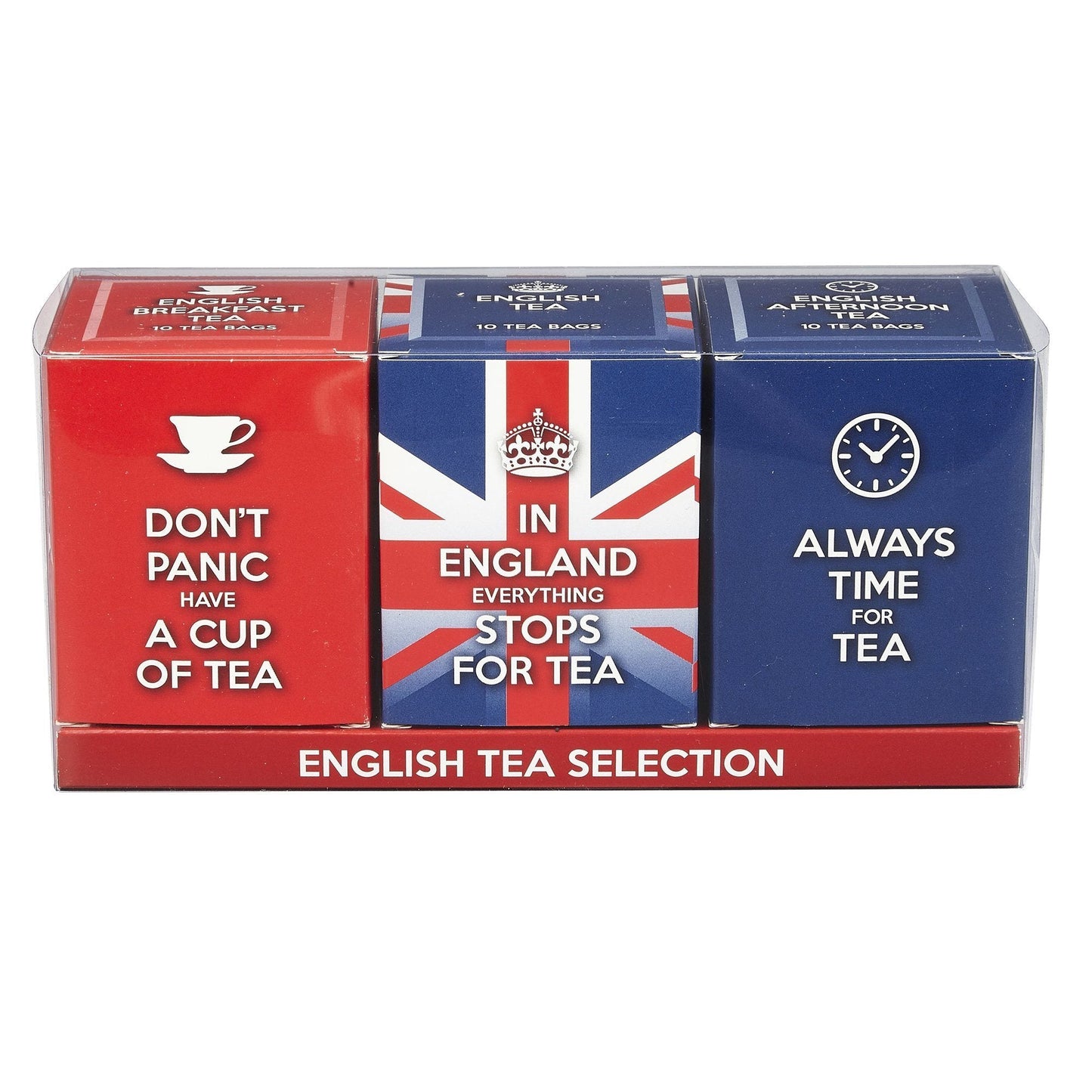 You'll be spoilt for choice with our best selling English Tea Selection Slogans Gift Pack featuring 3 of our favourite blends. Choose from English Afternoon Tea, English Breakfast Tea and English Tea. Each Tea Carton Contains: 10 Individually Wrapped