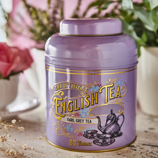 A new edition to our most popular vintage range of tea caddies. Our Lavender Vintage Victorian tea caddy contains 80 of our best-selling Earl Grey teabags. Earl Grey is a traditional aromatic English black tea flavoured with bergamot. serve with a sl