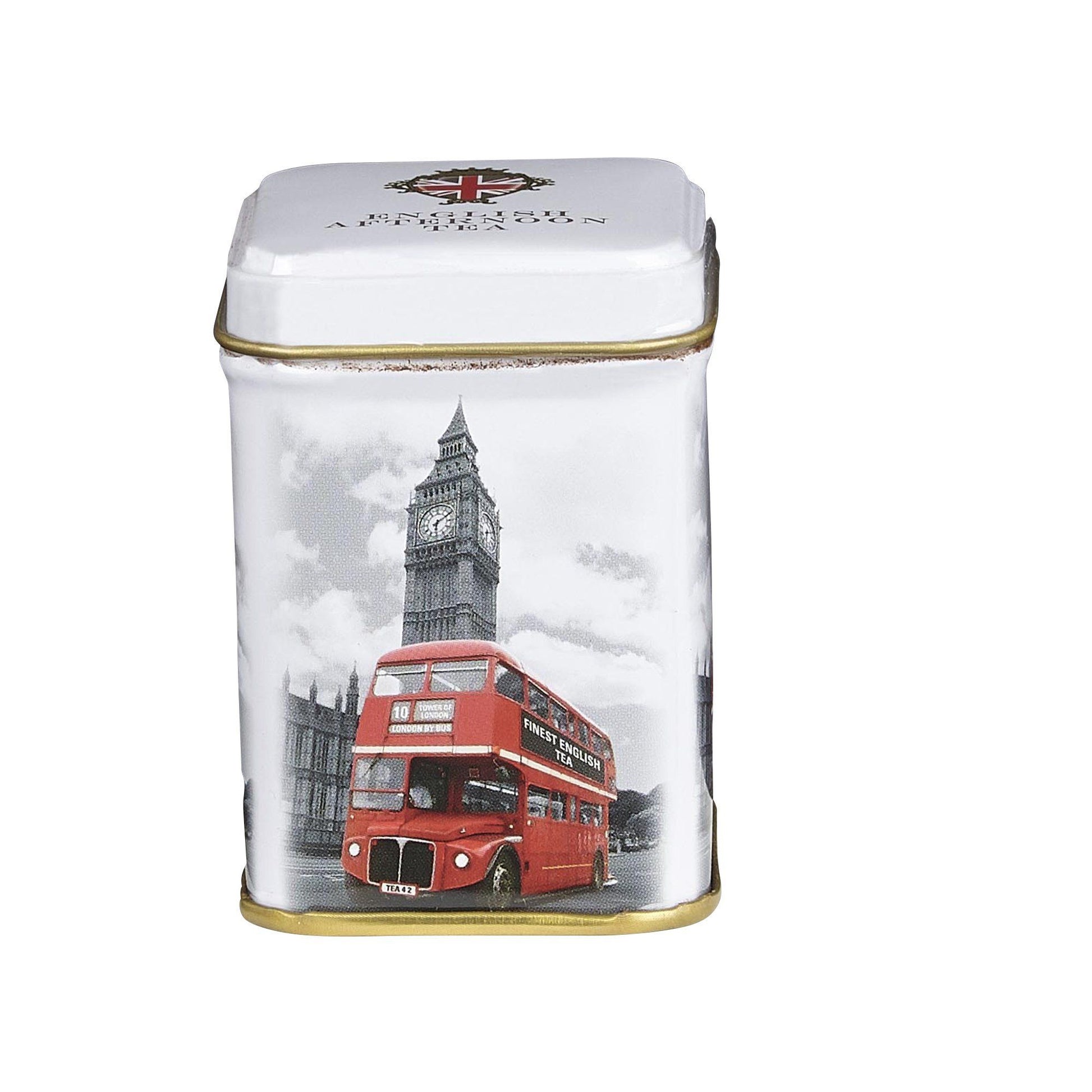 Iconic mini Tea tin featuring the iconic red London bus and Big Ben. This collectible, super cute mini tin contains our flavour-some loose leaf English Breakfast Tea, a classic rich, smooth and delicious blend. Traditionally drank in the morning, wit