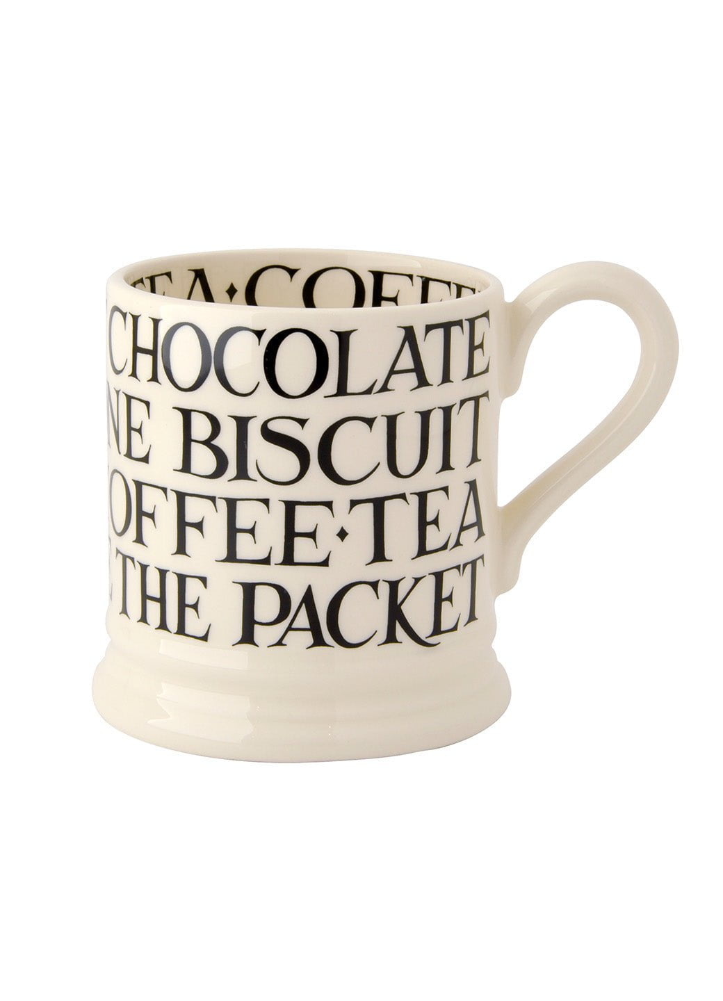 Emma Bridgewater Emma Bridgewater Black Toast All Over Writing 1/2 Pint Mug Unique Handmade & Handpainted English Earthenware Tea/Coffee Mug