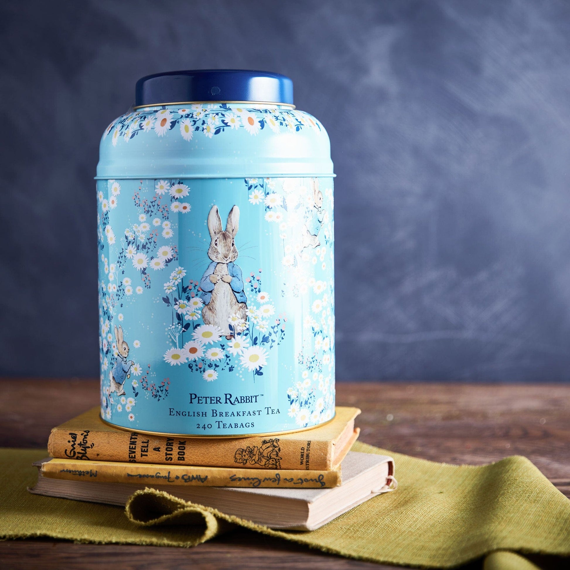 Our officially licensed Classic Peter's Daisies tea caddy is highly collectable, this gorgeous, embossed tea tin contains 240 of our most popular and delicious English Breakfast teabags. The ideal gift for the Peter Rabbit collector and fans of Beatr