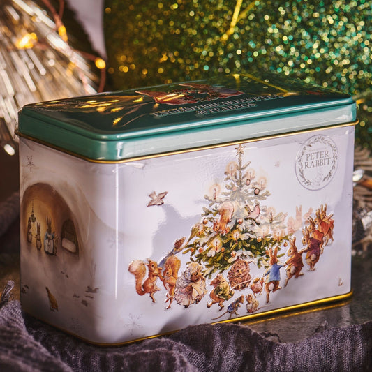 All your favourite Beatrix Potter characters dancing around the Christmas tree, our Peter Rabbit's Christmas tea tin with 40 English Breakfast teabags is the perfect Christmas gift.