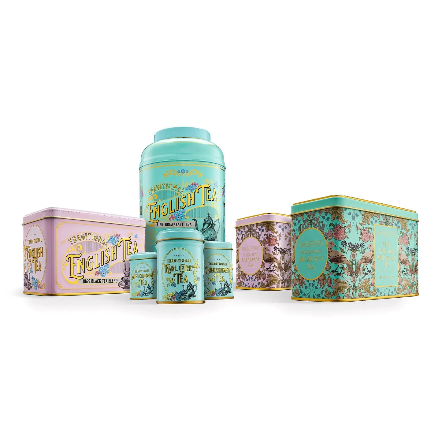 Explore a delightful assortment of our favourite pink & green tea tins and canisters, featuring a vast array of our top-selling black tea blends such as English Breakfast, English Afternoon, and Earl Grey. Complete with 360 teabags and 70g of loose t