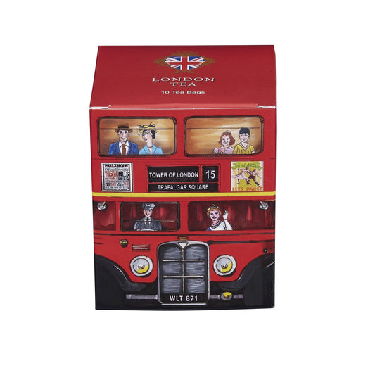 The Great British Red Bus London Tea carton, rich, smooth and delicious English tea. A tasty brew traditionally used in the morning to invigorate the senses shortly after waking. Enjoy on its own or with the addition of milk and if preferred a little