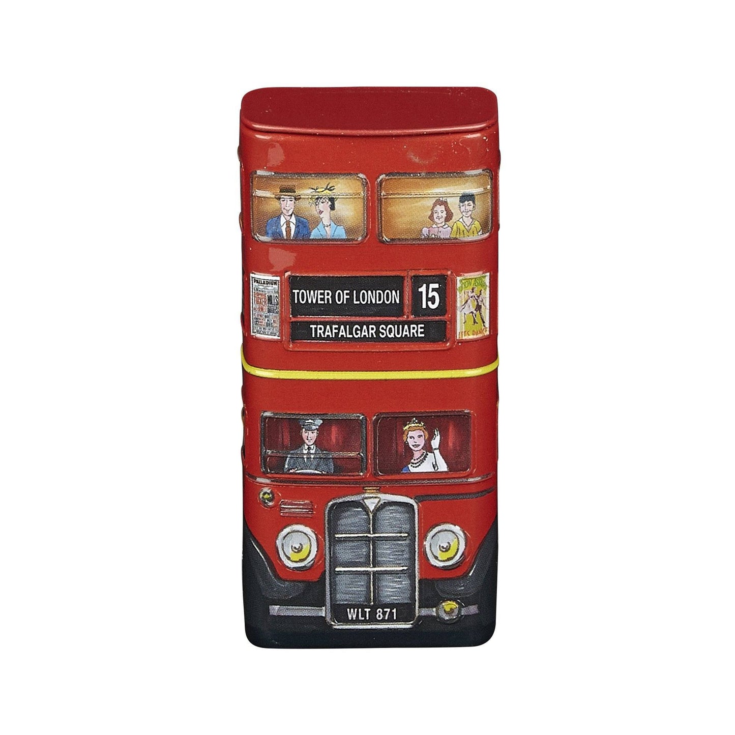 Iconic, eye catching Red London Bus Travel Mints tin. These tins are perfect for a little bit of pocket-friendly minty freshness. Featuring a flip top lid, they are a great keepsake and easily refillable. Tin Contains: 25g of sugar free mints