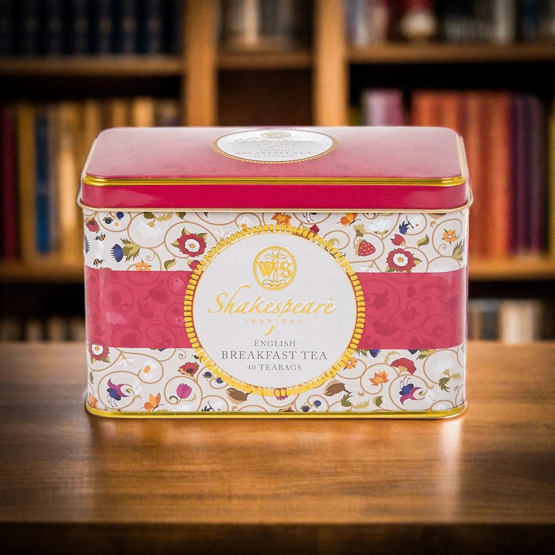 This Shakespeare Birthplace Trust Tea Tin, with a beautiful and intricate design, is highly collectable and sought after by Shakespeare enthusiasts. Every purchase of this tea tin supports the vital care and conservation of the Shakespeare Houses and