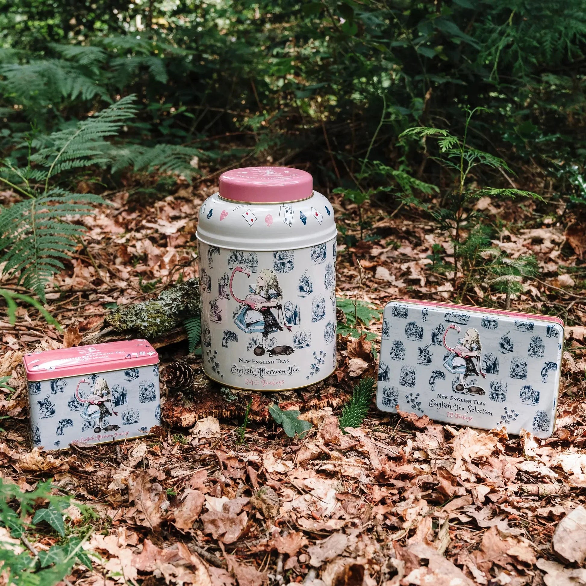 Journey to the fantastical realm of Wonderland with our Alice in Wonderland English Tea Tin Bundle. Discover three signature illustrated Alice in Wonderland tea tins, inviting you to "Drink Me!" Enjoy a whimsical symphony of flavors with this set inc