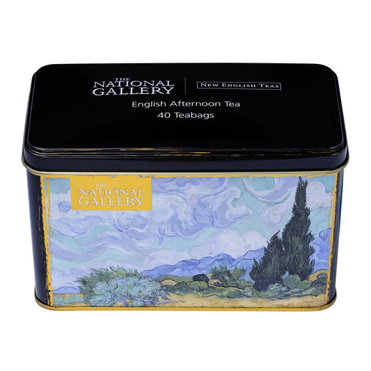 Our iconic Van Gogh Wheatfield Tea Tin in collaboration with The National Gallery features delicate embossing and essential information about the artist and his artwork. With a unique design that features Vincent van Goghâ€™s stunning â€˜A Wheatfield