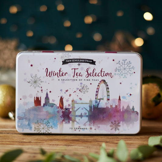 Our Winter Wonderland Christmas Tea Tin depicts a festive London skyline scene across the River Thames. Highly collectible, this tea tin contains three of our most popular fine English Tea blends to keep you warm throughout the winter and makes the p